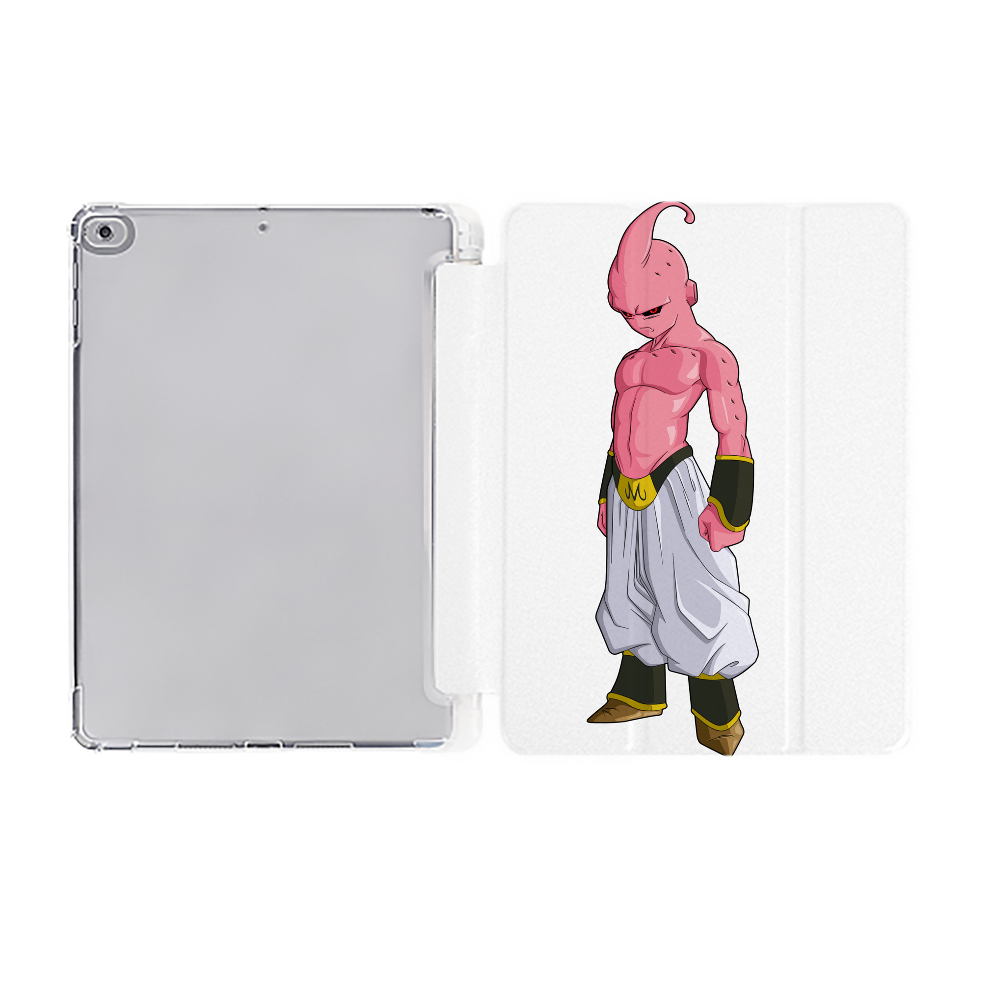 （画像用） ドラゴンボール 魔人ブウ DRAGON BALL Majin Buu IPad ケース ペン収納付き 三つ折りスタンド PUレザー×シリコン 対応機種9.5/10.5/10.9インチ